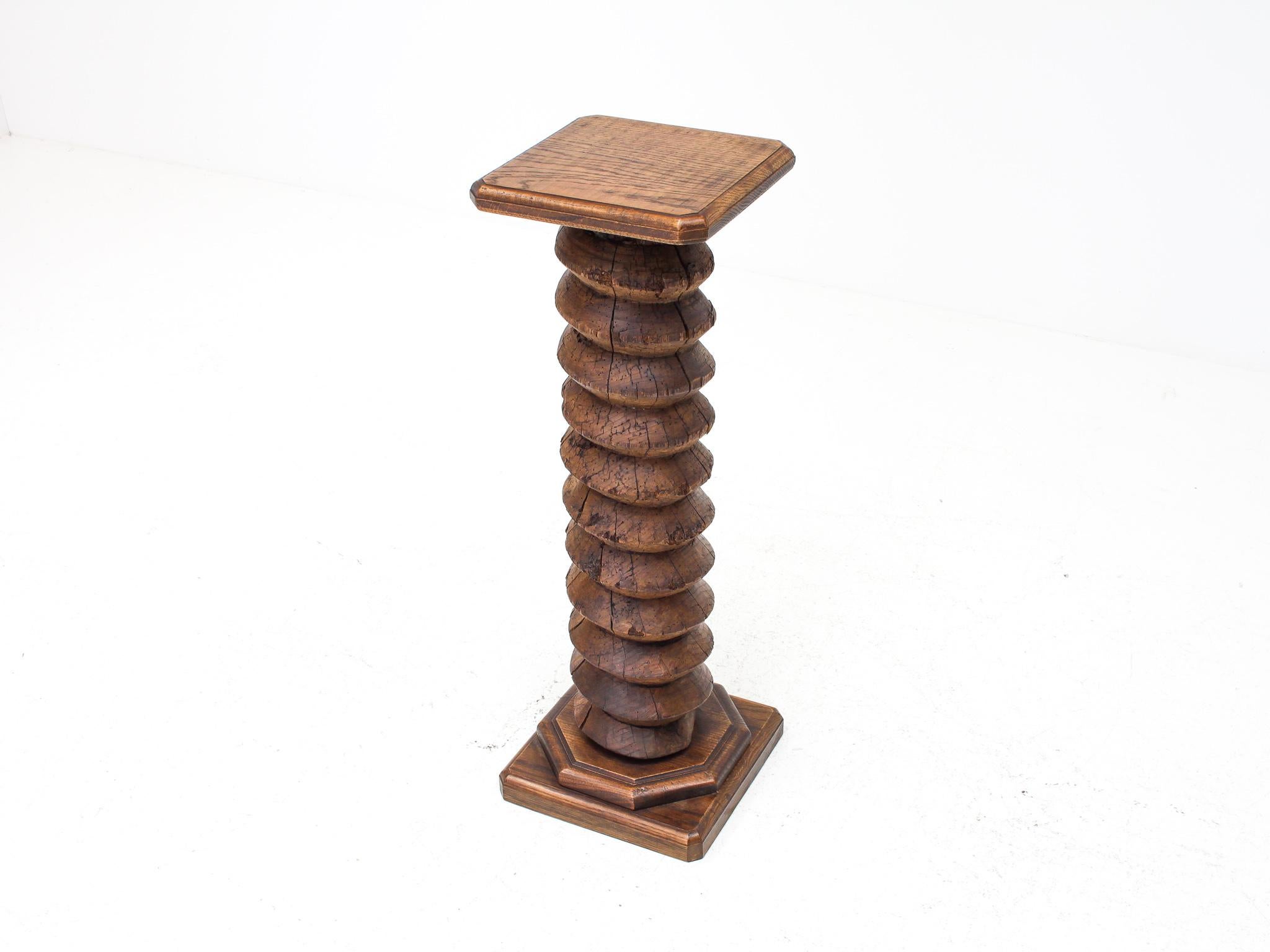 Vintage French Turned Column Screw Plinth, Reminiscent of Charles Dudouyt For Sale 1