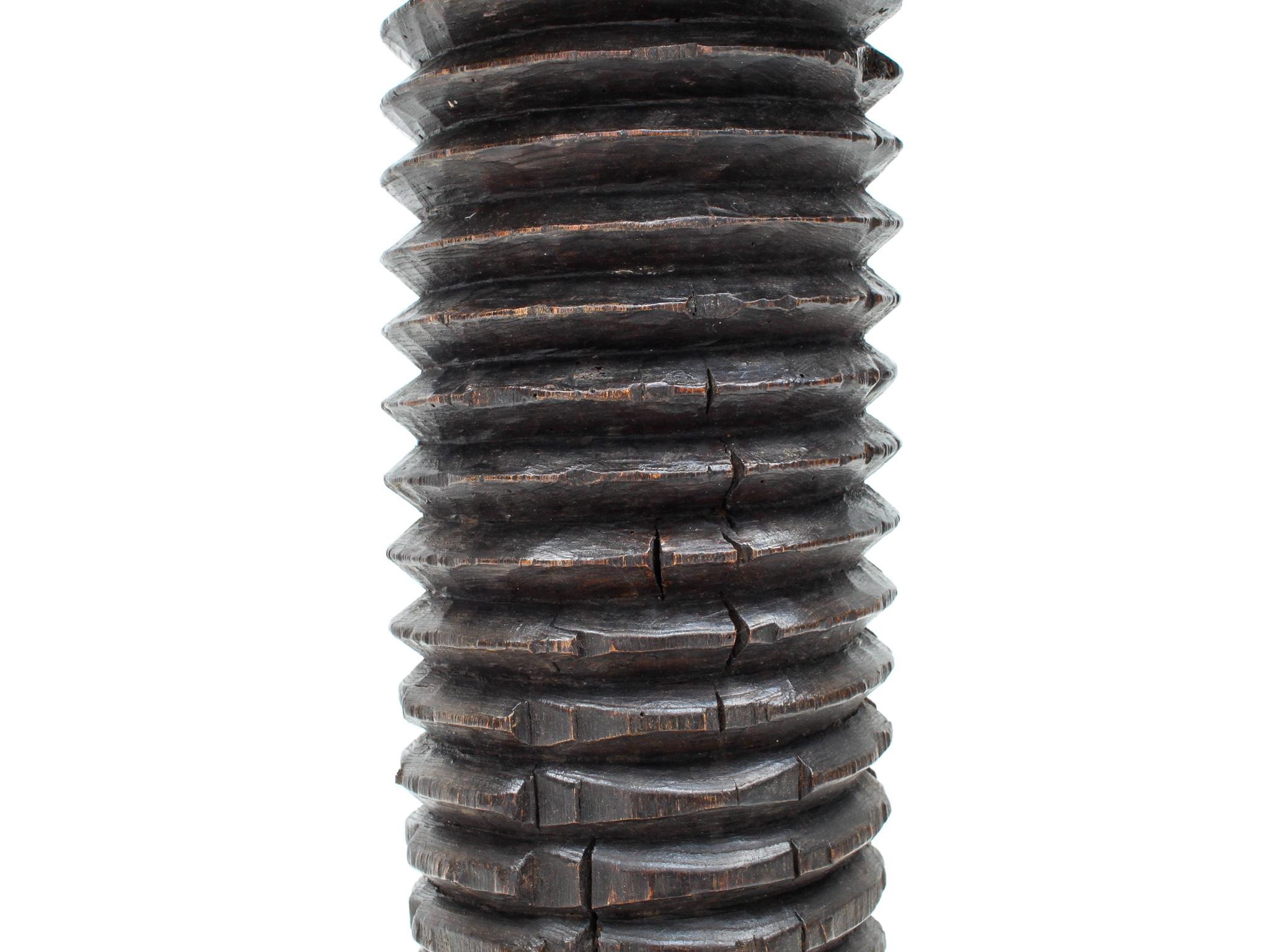 Wood Vintage French Turned Column Screw Plinth, Reminiscent of Charles Dudouyt