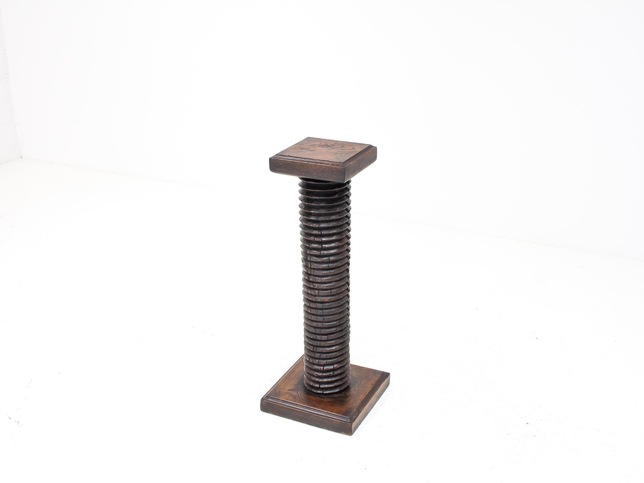 Vintage French Turned Column Screw Plinth, Reminiscent of Charles Dudouyt 1