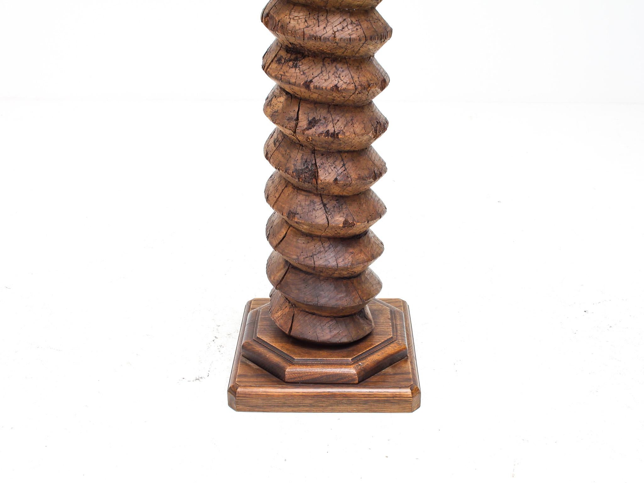 Vintage French Turned Column Screw Plinth, Reminiscent of Charles Dudouyt For Sale 3