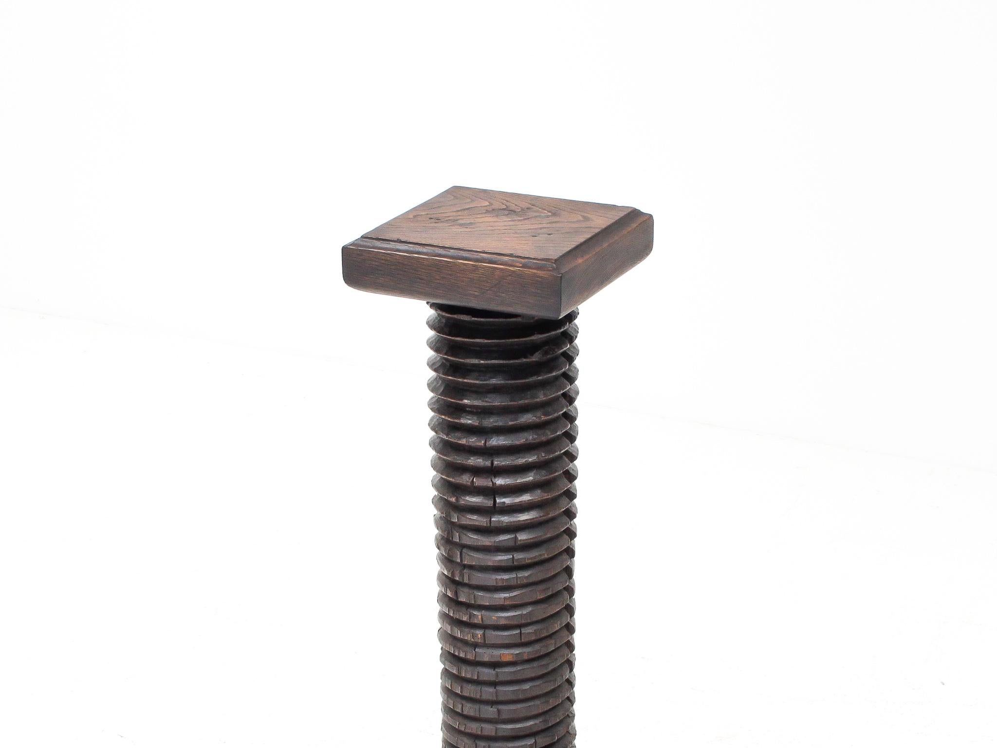 Vintage French Turned Column Screw Plinth, Reminiscent of Charles Dudouyt 2