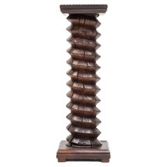 Vintage French Turned Column Screw Plinth, Reminiscent of Charles Dudouyt