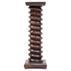 Vintage French Turned Column Screw Plinth, Reminiscent of Charles Dudouyt