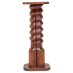 Vintage French Turned Column Screw Plinth, Reminiscent of Charles Dudouyt