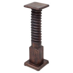 Vintage French Turned Column Screw Plinth, Reminiscent of Charles Dudouyt