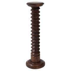 Vintage French Turned Column Screw Plinth, Reminiscent of Charles Dudouyt