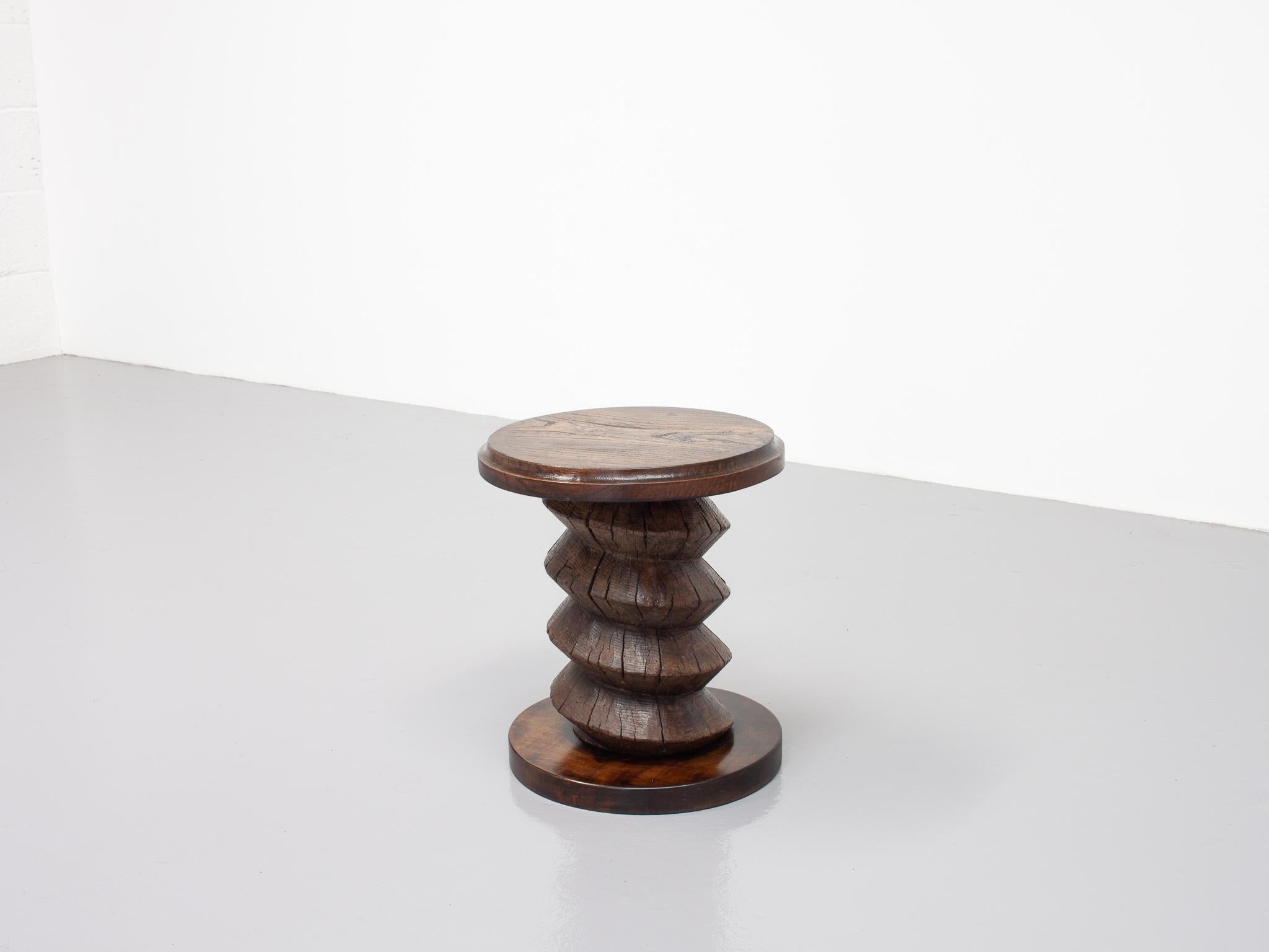 Vintage French Turned Column Side Table, Reminiscent of Charles Dudouyt For Sale 4