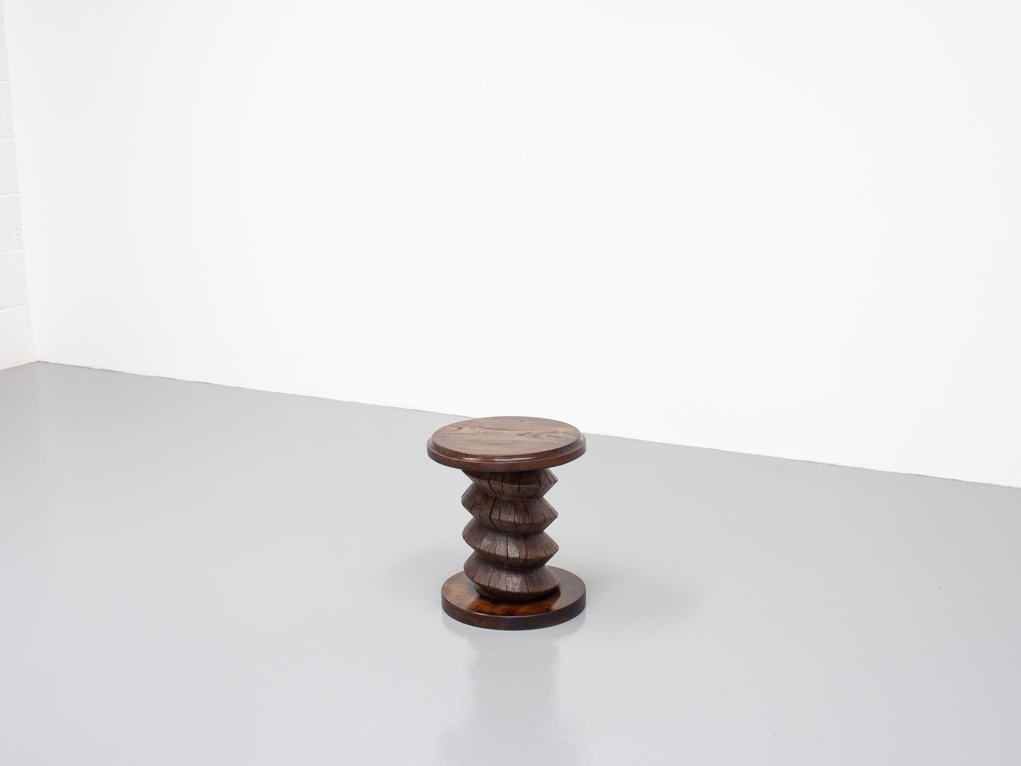 Vintage French Turned Column Side Table, Reminiscent of Charles Dudouyt For Sale 6