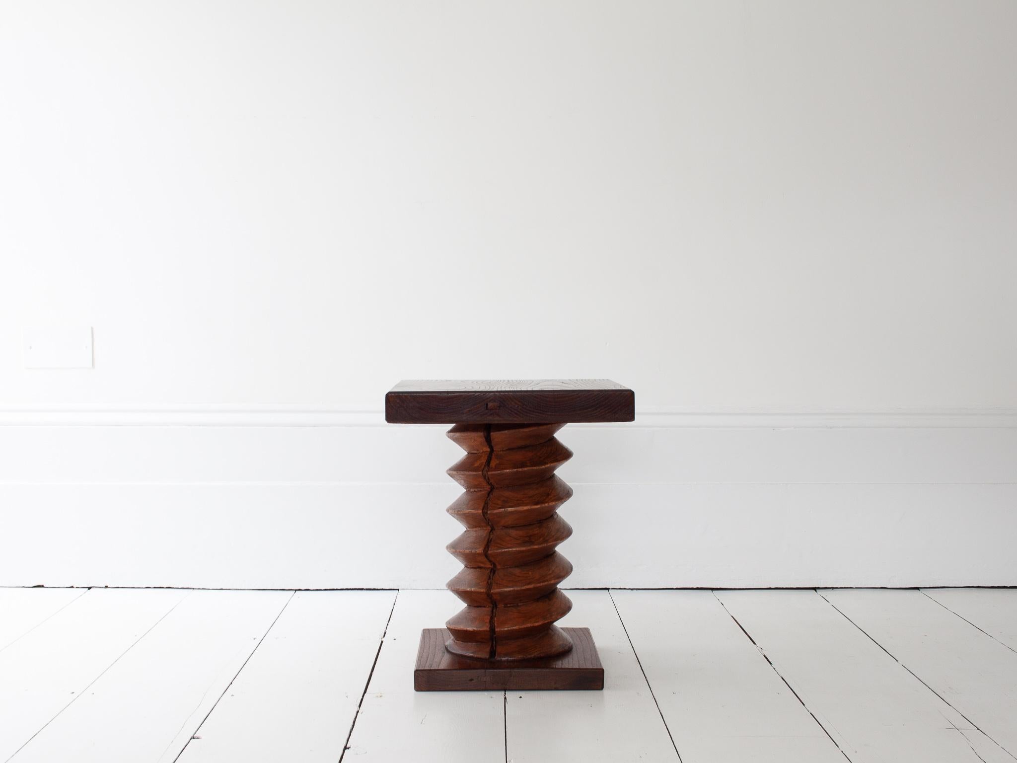 Vintage French Turned Column Side Table, Reminiscent of Charles Dudouyt For Sale 6