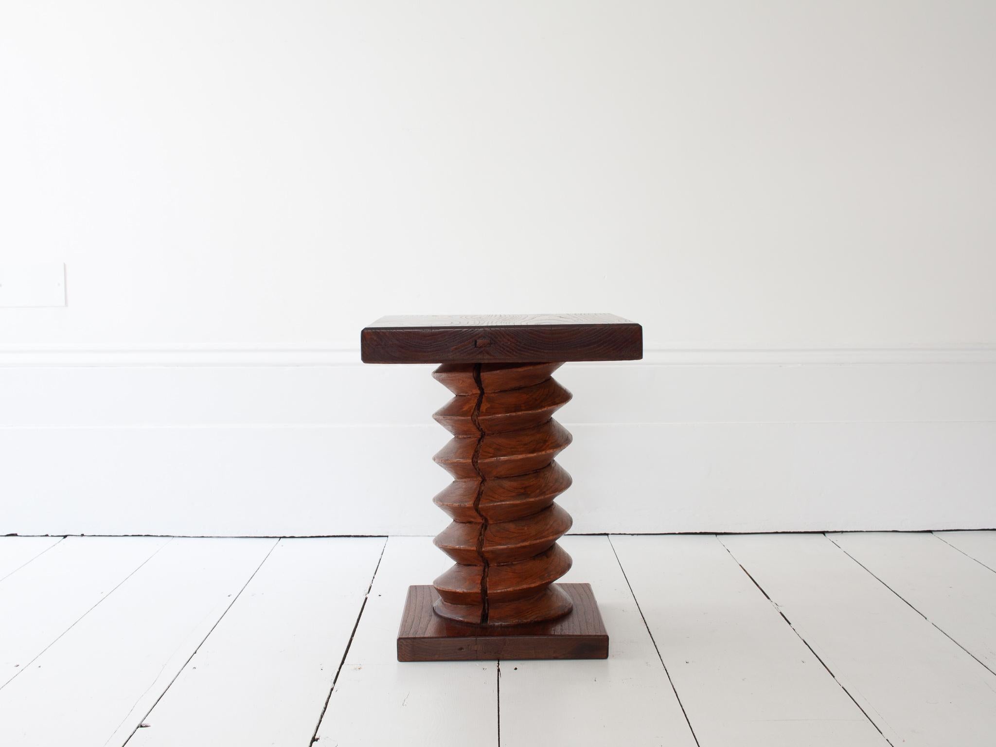 Vintage French Turned Column Side Table, Reminiscent of Charles Dudouyt For Sale 7