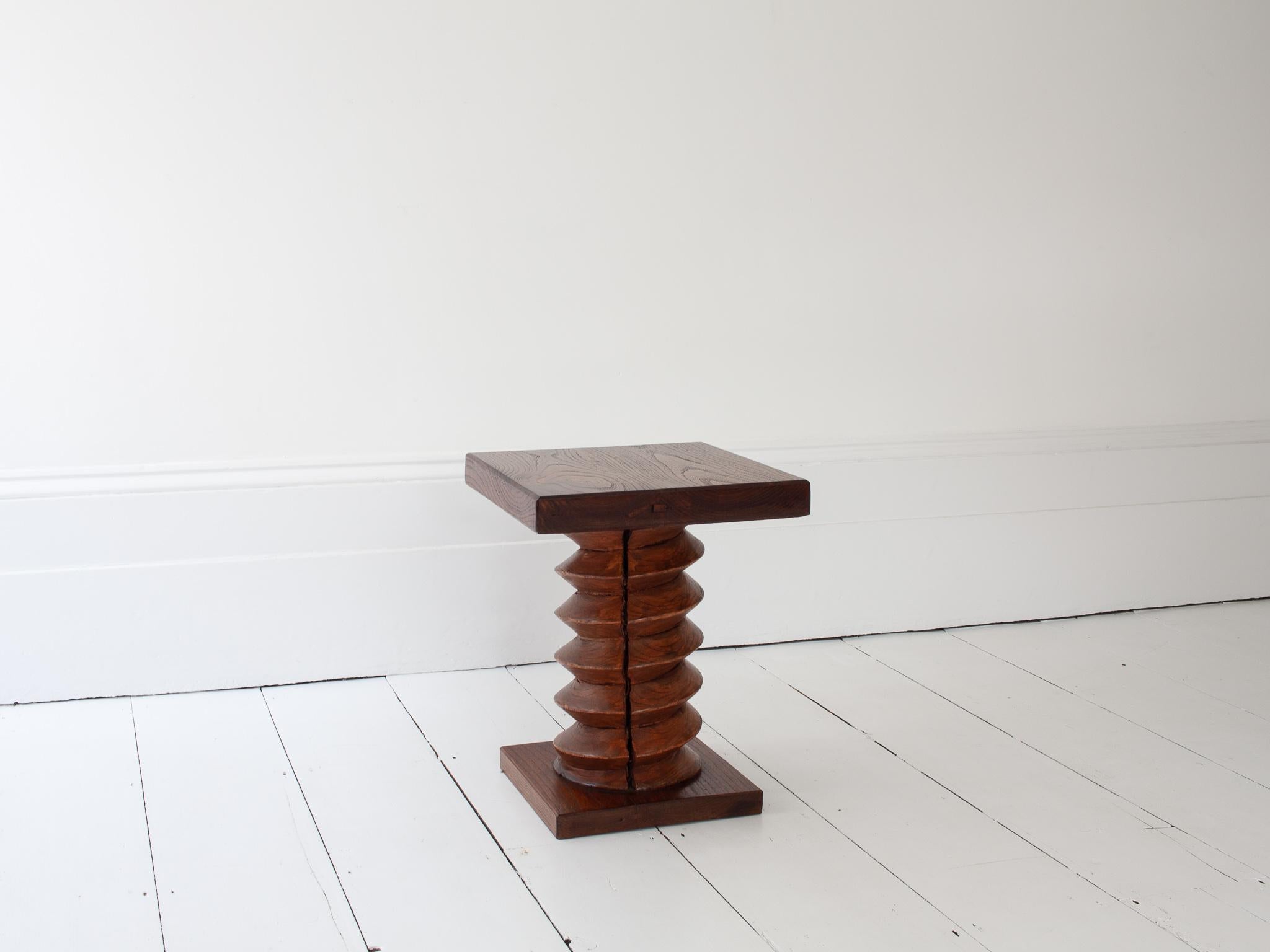 Vintage French Turned Column Side Table, Reminiscent of Charles Dudouyt For Sale 8