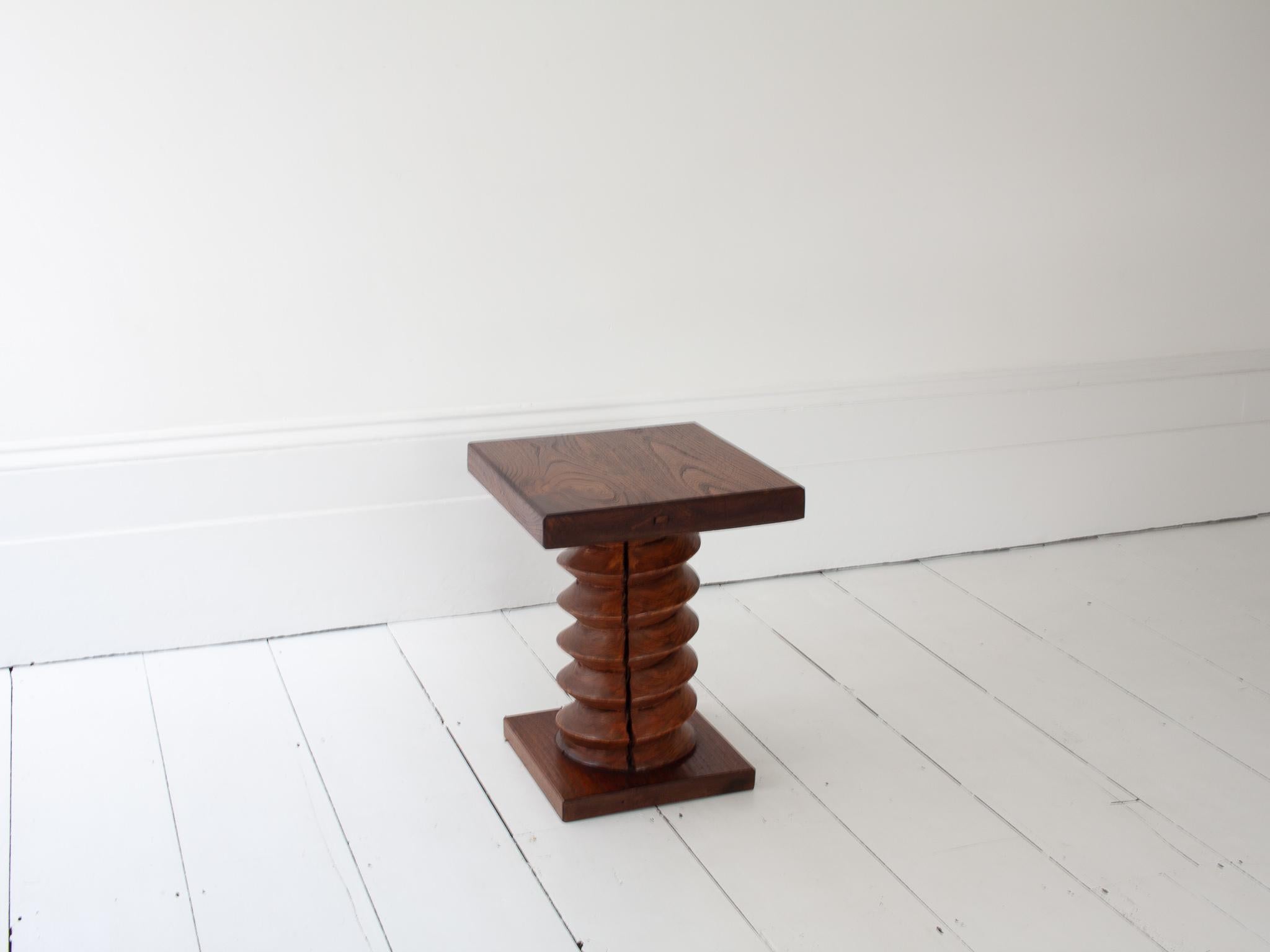 Vintage French Turned Column Side Table, Reminiscent of Charles Dudouyt For Sale 9