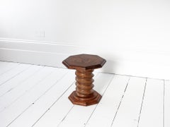 Vintage French Turned Column Side Table, Reminiscent of Charles Dudouyt