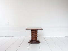 Vintage French Turned Column Side Table, Reminiscent of Charles Dudouyt