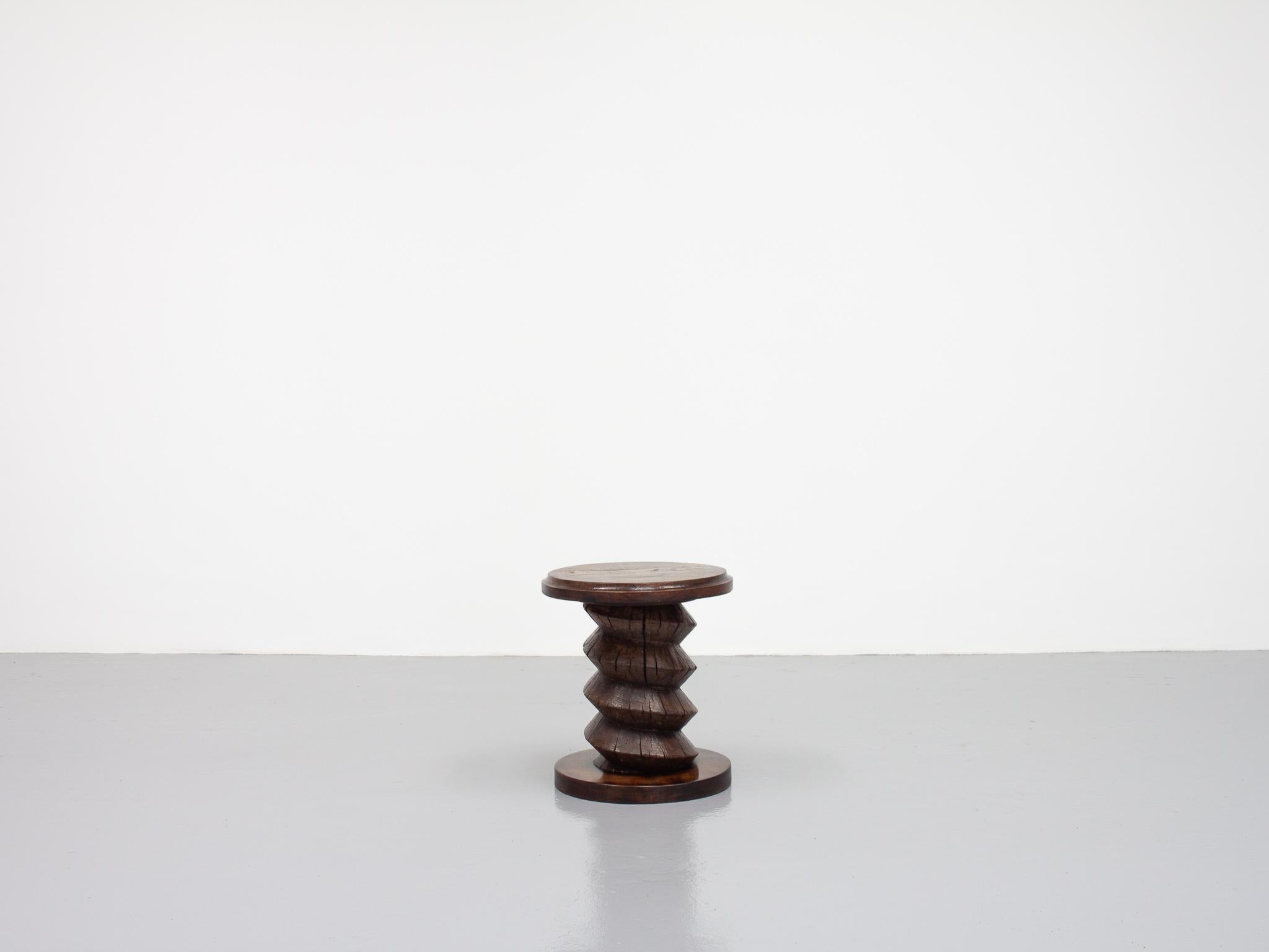 Rustic Vintage French Turned Column Side Table, Reminiscent of Charles Dudouyt For Sale