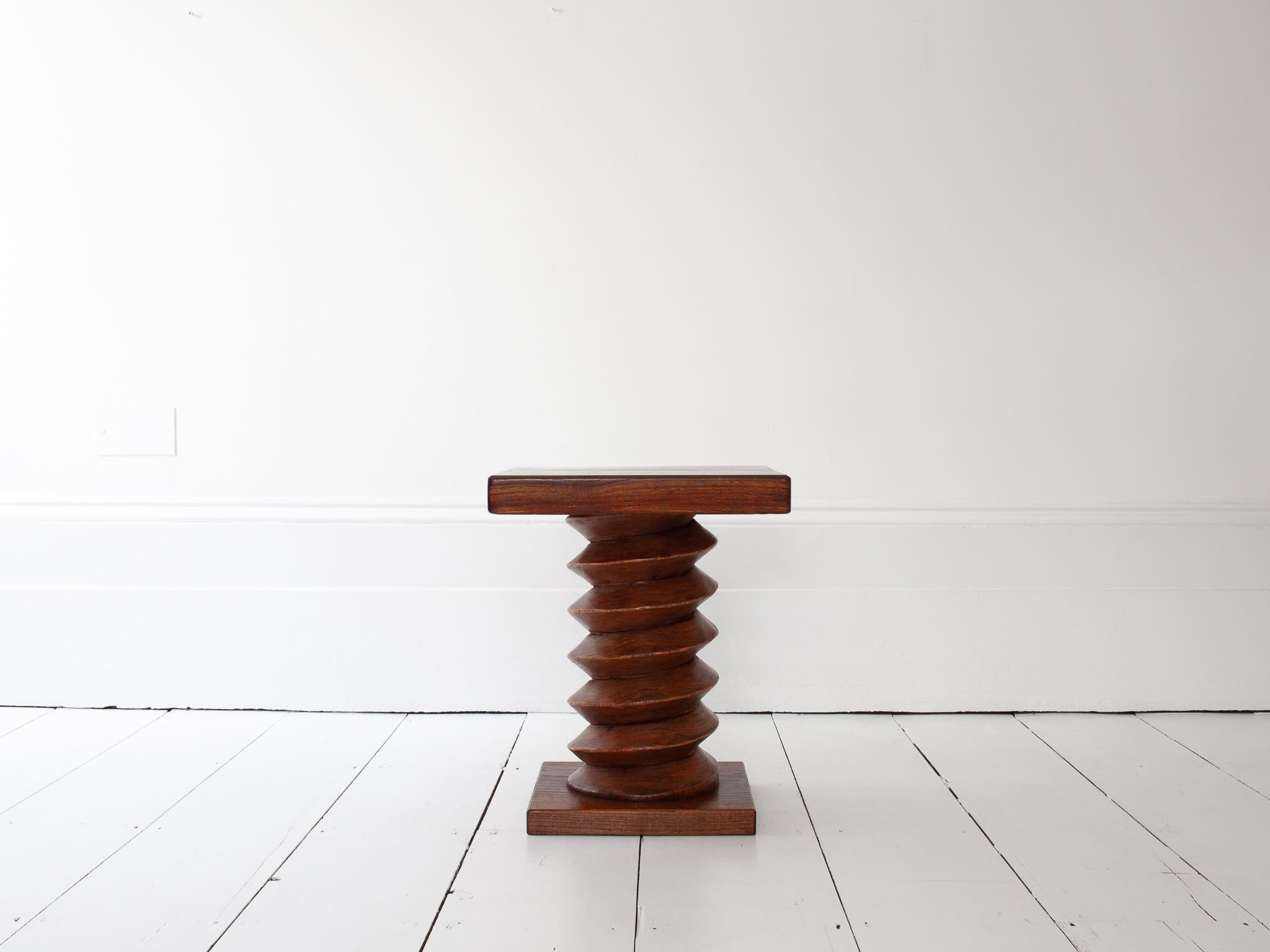Rustic Vintage French Turned Column Side Table, Reminiscent of Charles Dudouyt For Sale