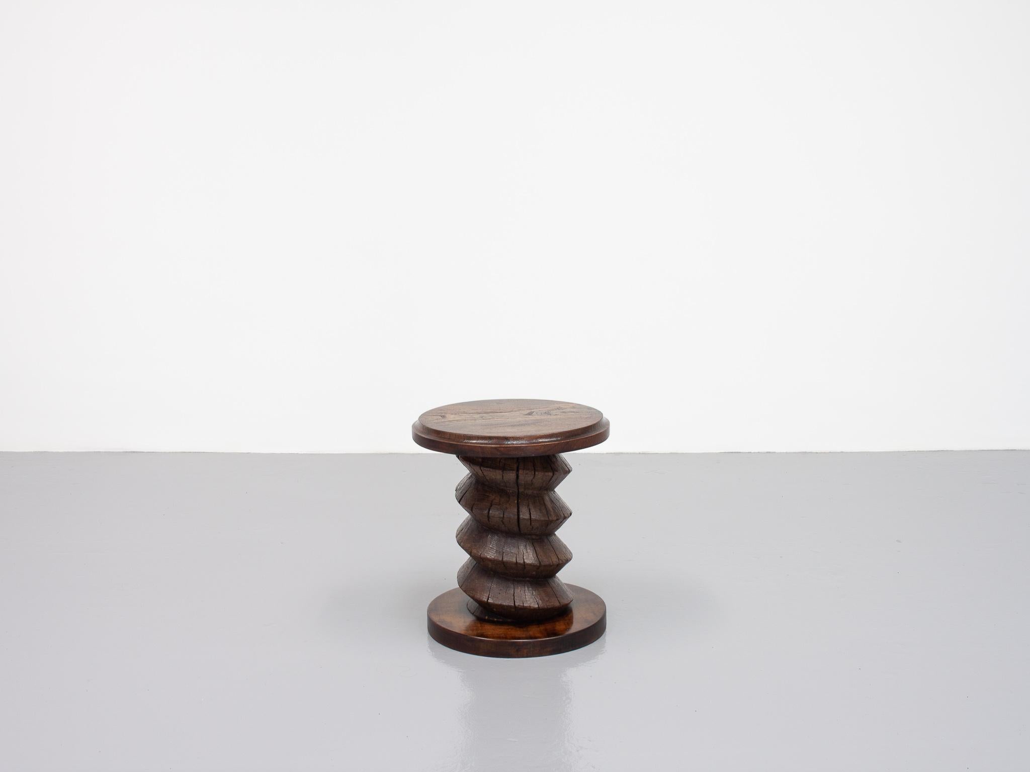19th Century Vintage French Turned Column Side Table, Reminiscent of Charles Dudouyt For Sale