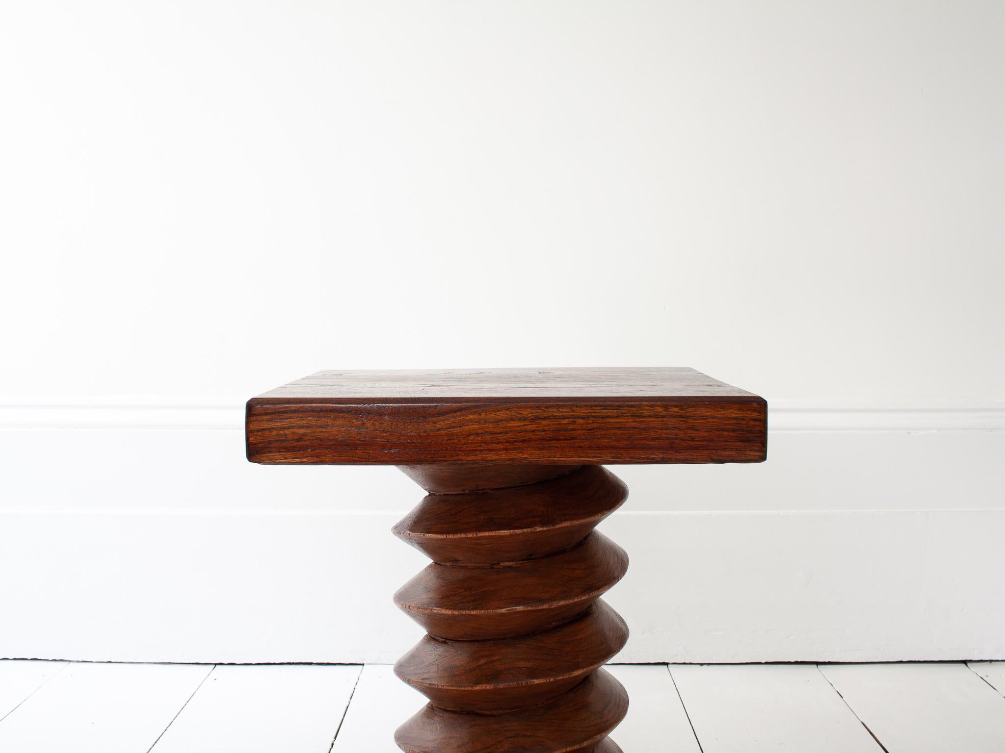 19th Century Vintage French Turned Column Side Table, Reminiscent of Charles Dudouyt For Sale