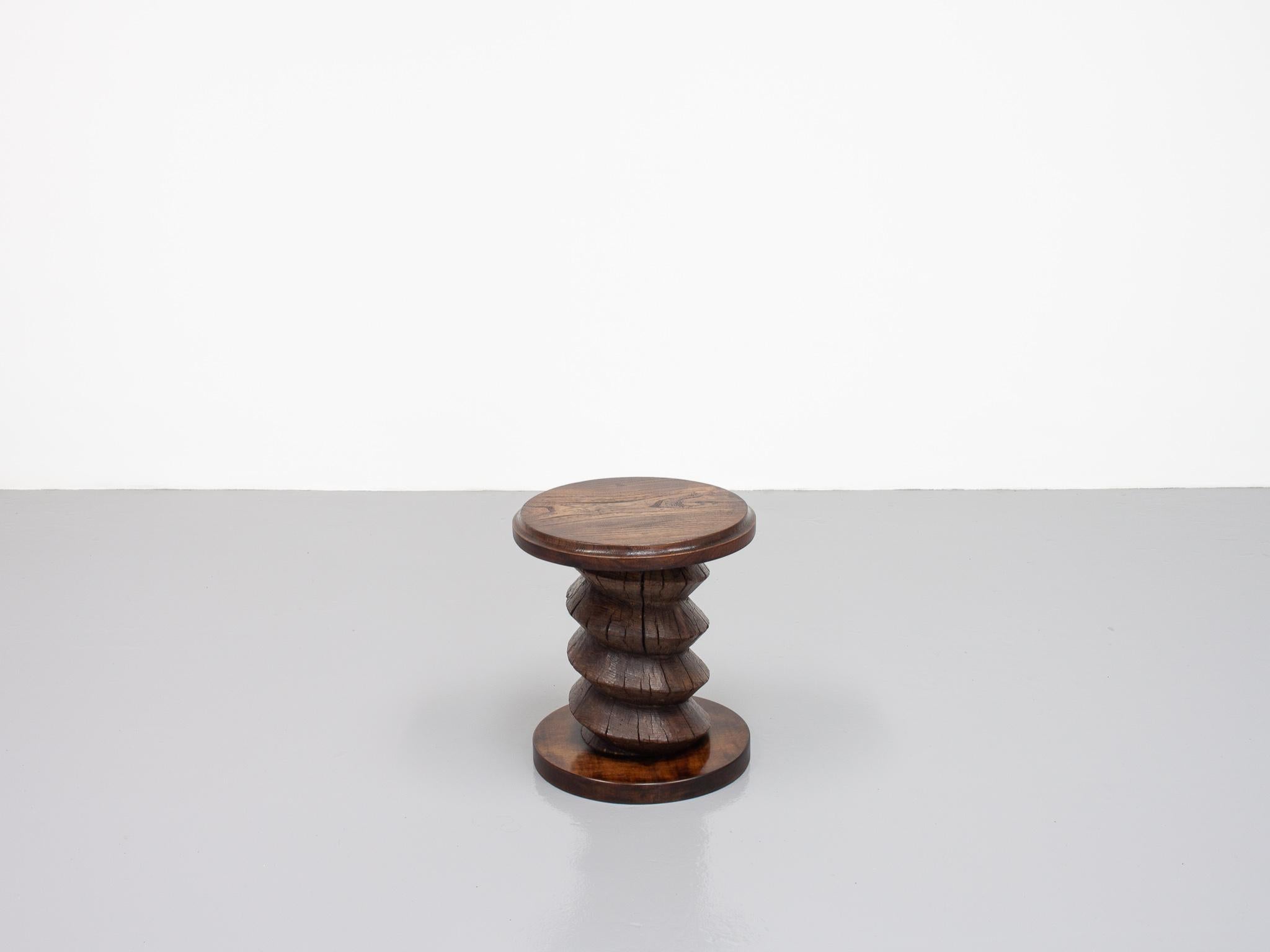 Wood Vintage French Turned Column Side Table, Reminiscent of Charles Dudouyt For Sale