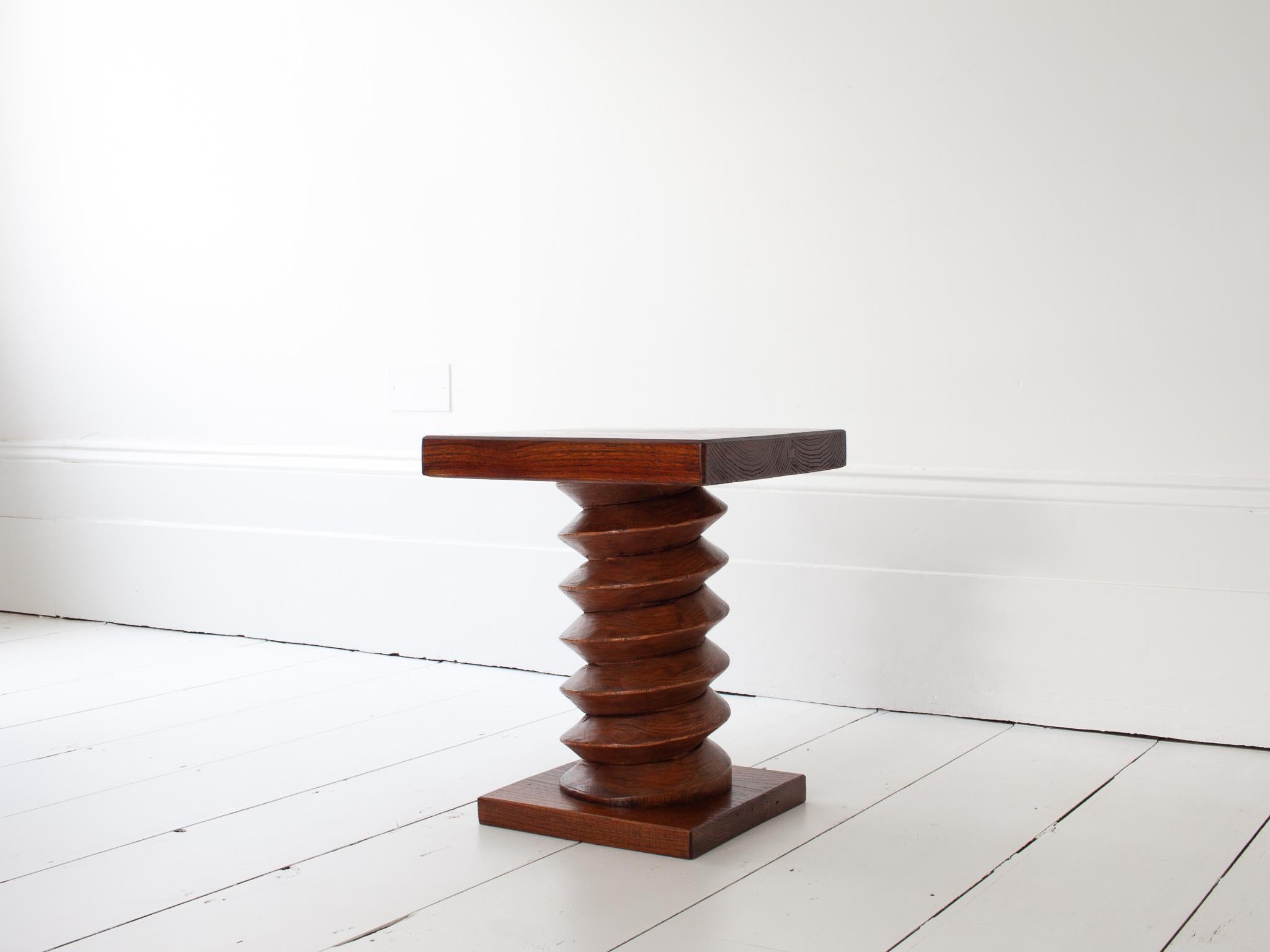 Wood Vintage French Turned Column Side Table, Reminiscent of Charles Dudouyt For Sale
