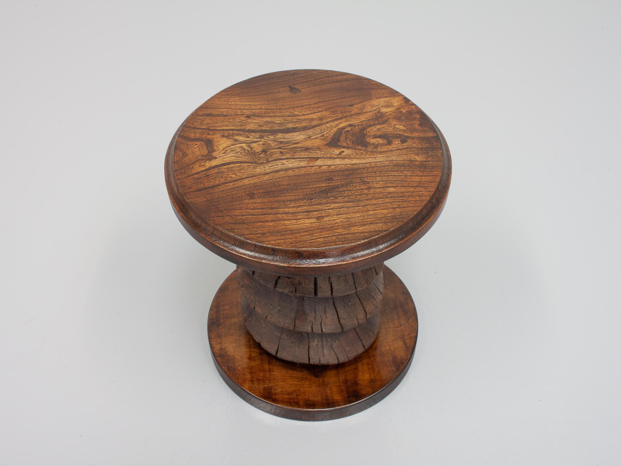 Vintage French Turned Column Side Table, Reminiscent of Charles Dudouyt For Sale 1