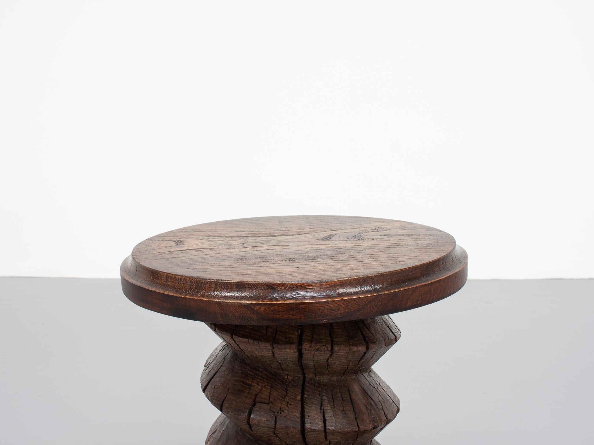 Vintage French Turned Column Side Table, Reminiscent of Charles Dudouyt For Sale 2