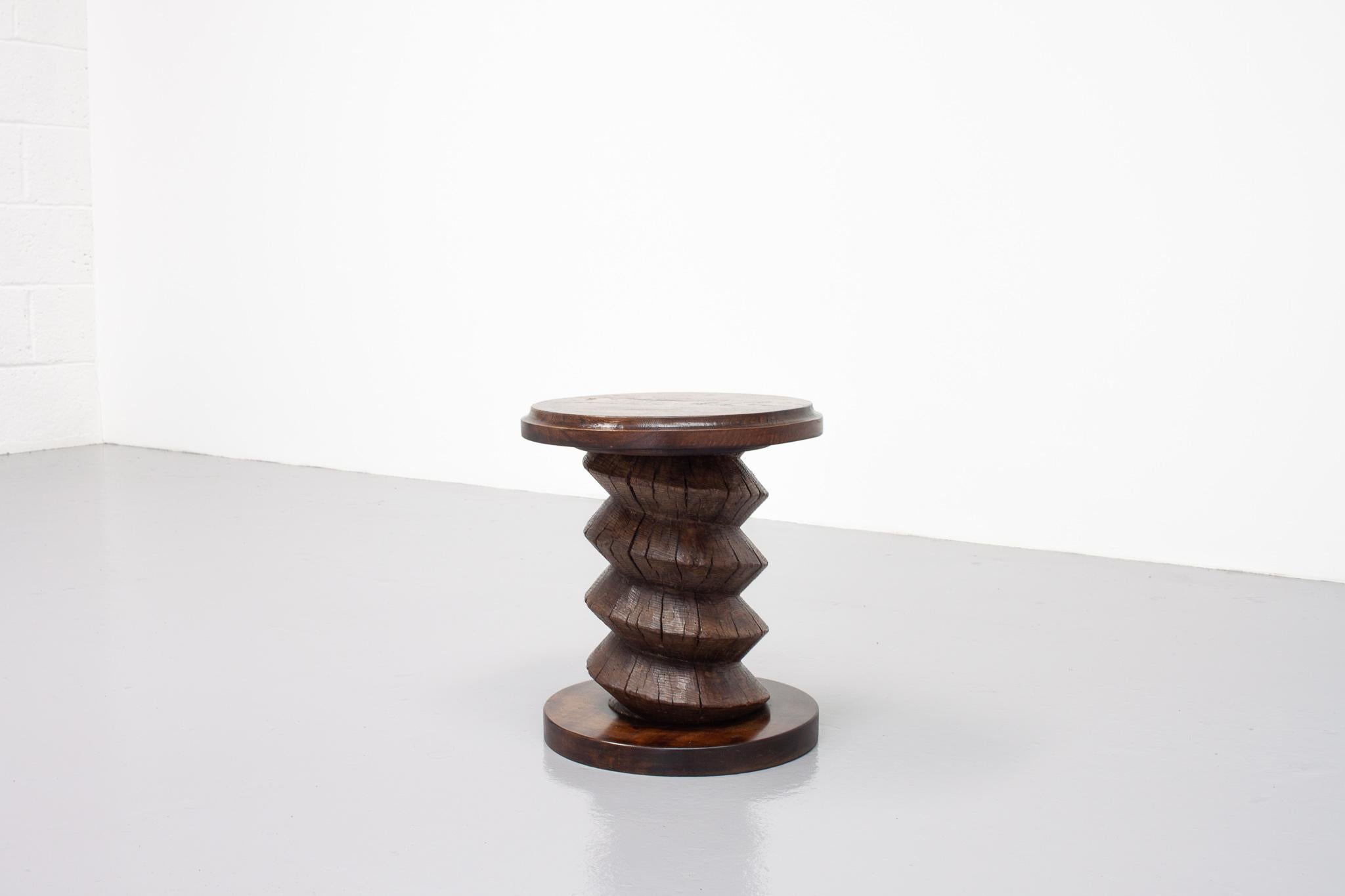Vintage French Turned Column Side Table, Reminiscent of Charles Dudouyt For Sale 3