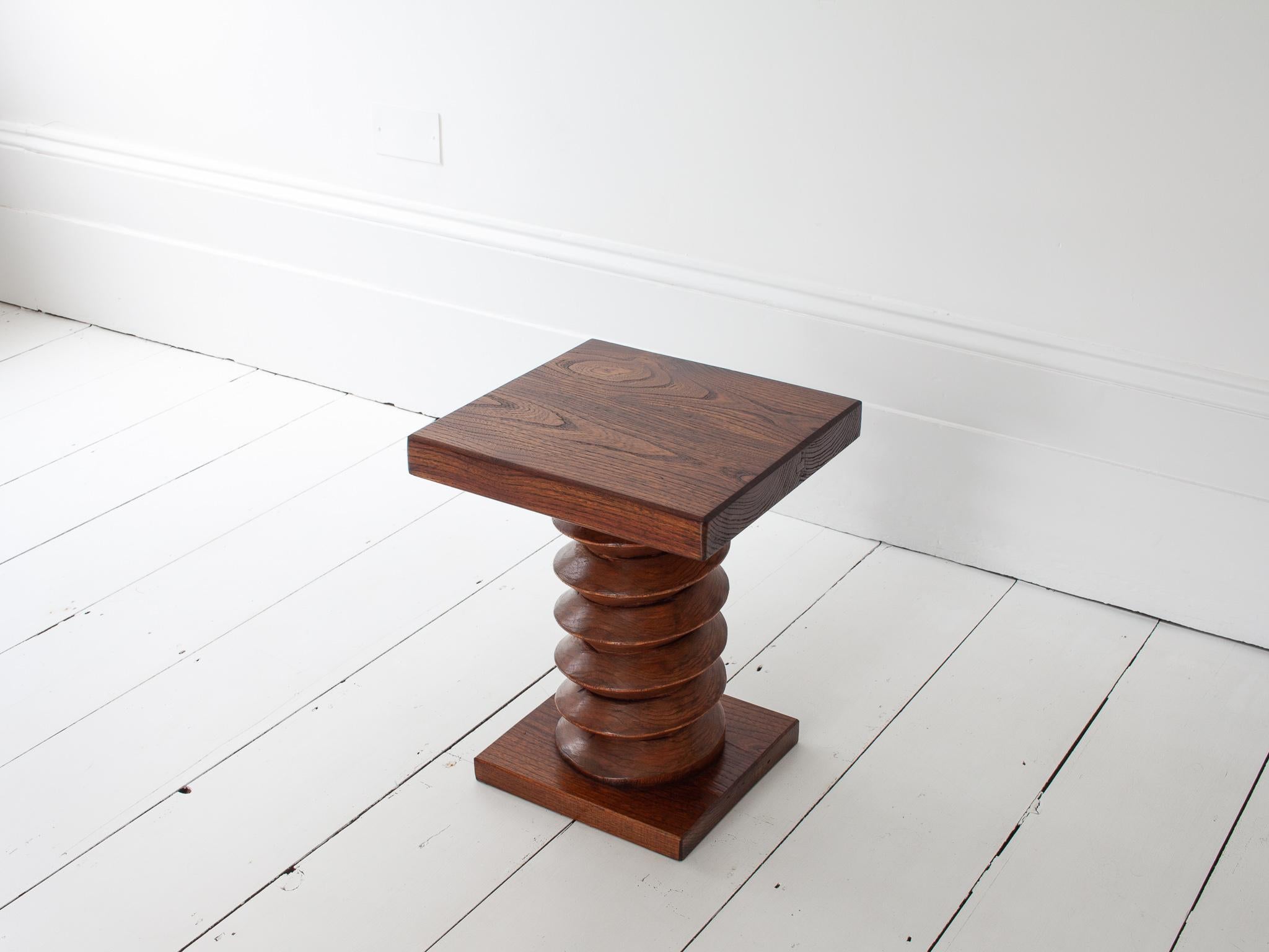 Vintage French Turned Column Side Table, Reminiscent of Charles Dudouyt For Sale 3