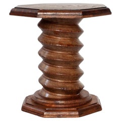 Vintage French Turned Column Side Table, Reminiscent of Charles Dudouyt