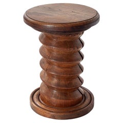 Vintage French Turned Column Side Table, Reminiscent of Charles Dudouyt
