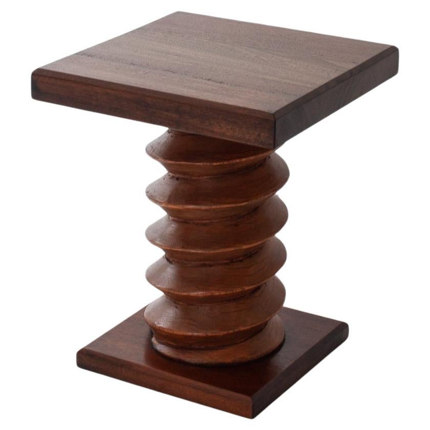 Vintage French Turned Column Side Table, Reminiscent of Charles Dudouyt