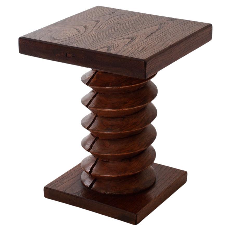 Vintage French Turned Column Side Table, Reminiscent of Charles Dudouyt For Sale