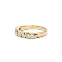 Vintage French Twisted Half-Eternity Ring in 18K Yellow Gold with Diamonds