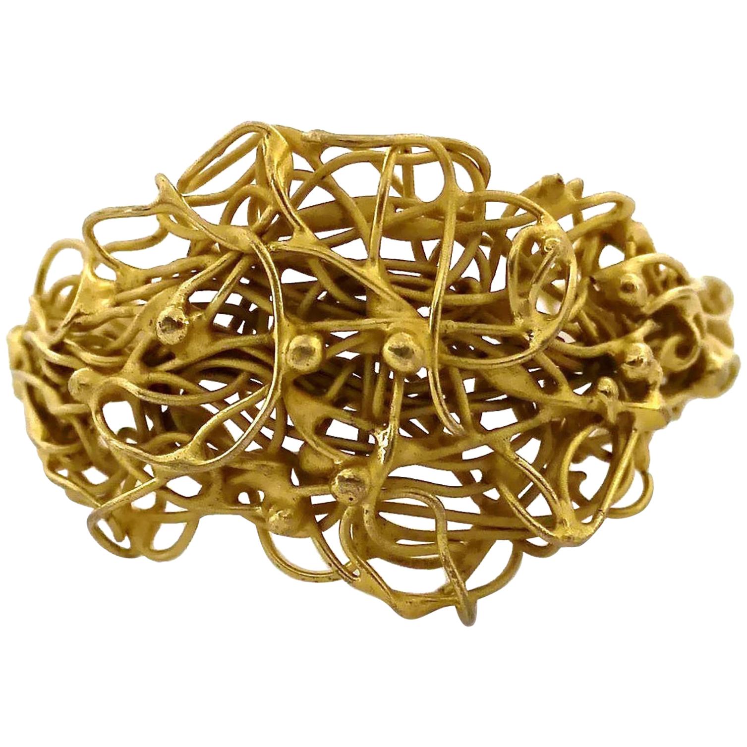 Vintage French Unsigned Knotted Coiled Wire Cuff Bracelet
