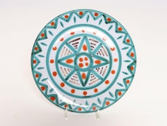 Vintage French Vallauris Ceramic Plate with Geometric Pattern by Antoine Fazio