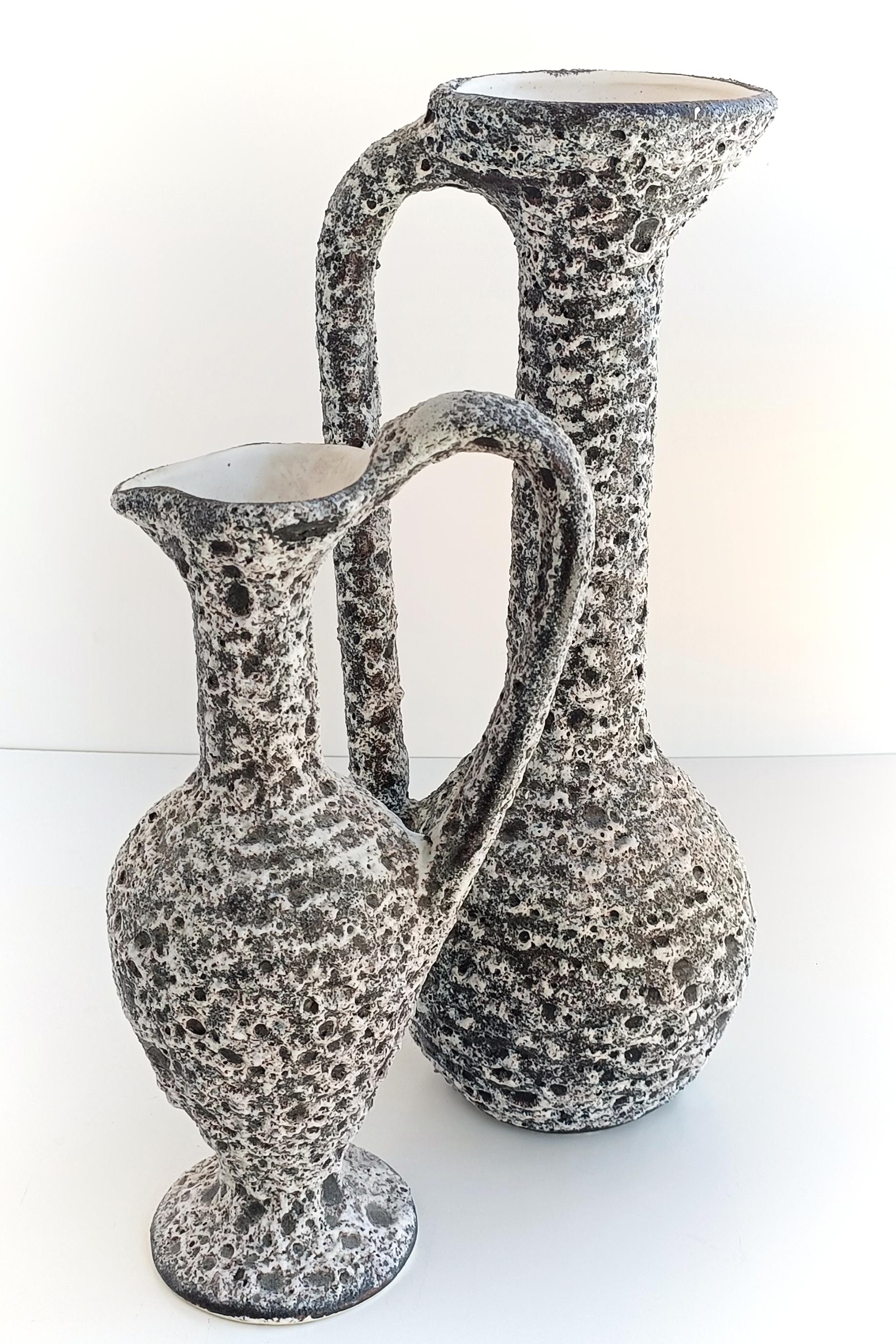 Vintage French Vallauris Set of Two Ceramic Pitchers Signed Alain Rufas, 1960s For Sale 5