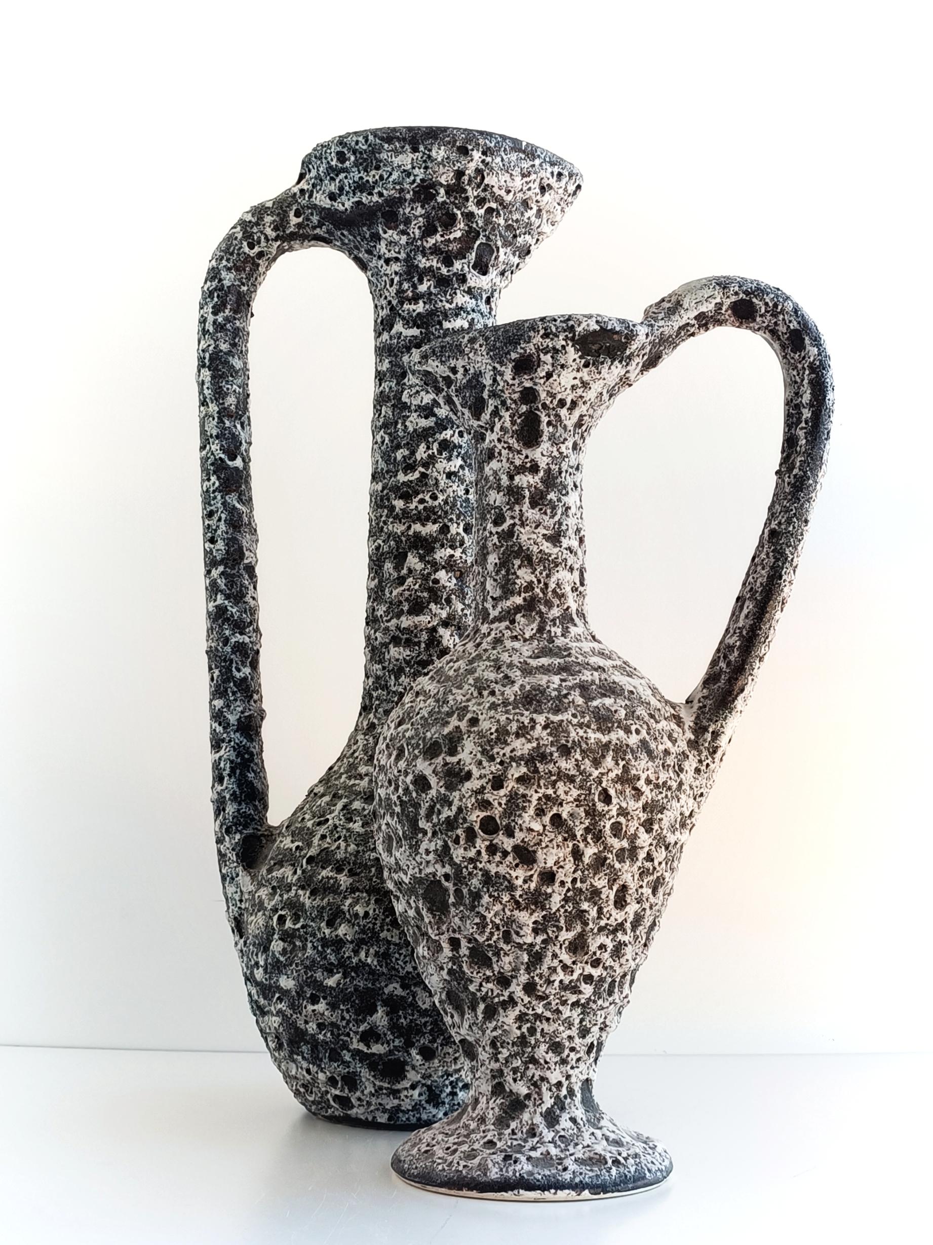 French Vallauris Fat Lava Glaze Ceramic Pitchers Signed Alain Rufas 1960s 1