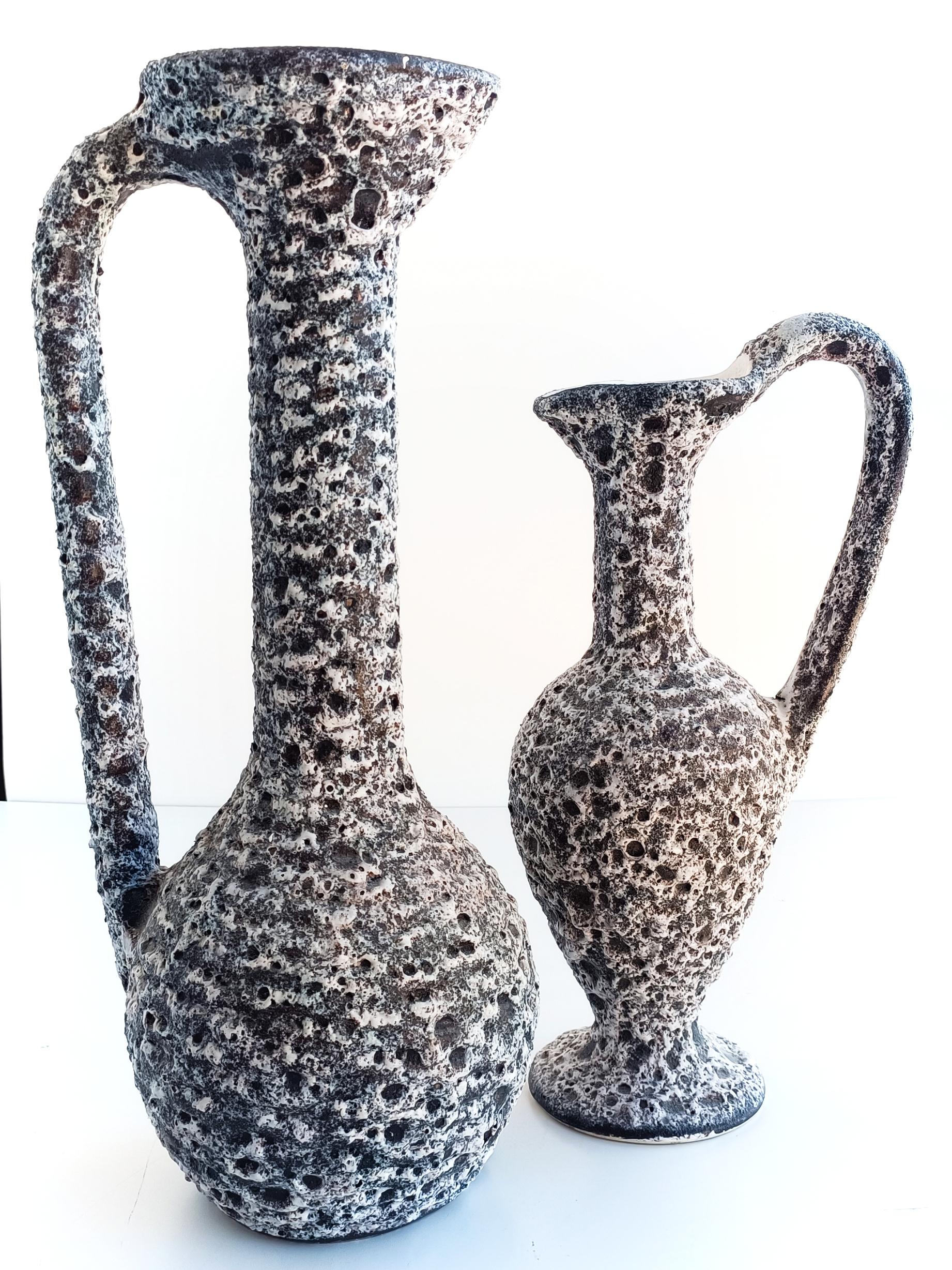 Vintage French Vallauris Set of Two Ceramic Pitchers Signed Alain Rufas, 1960s For Sale 3