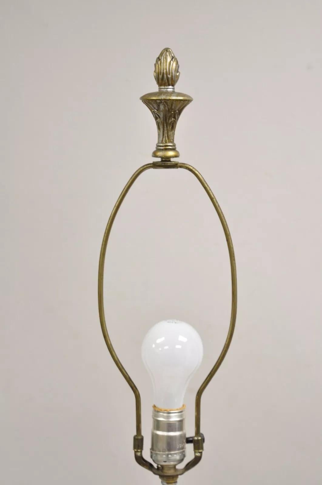 Vintage French Victorian Renaissance Figural Cherub Musician Metal Table Lamp For Sale 2