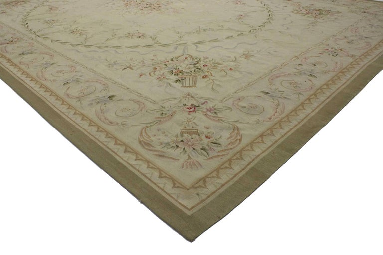 Vintage French Victorian Style Area Rug with Aubusson Design For Sale