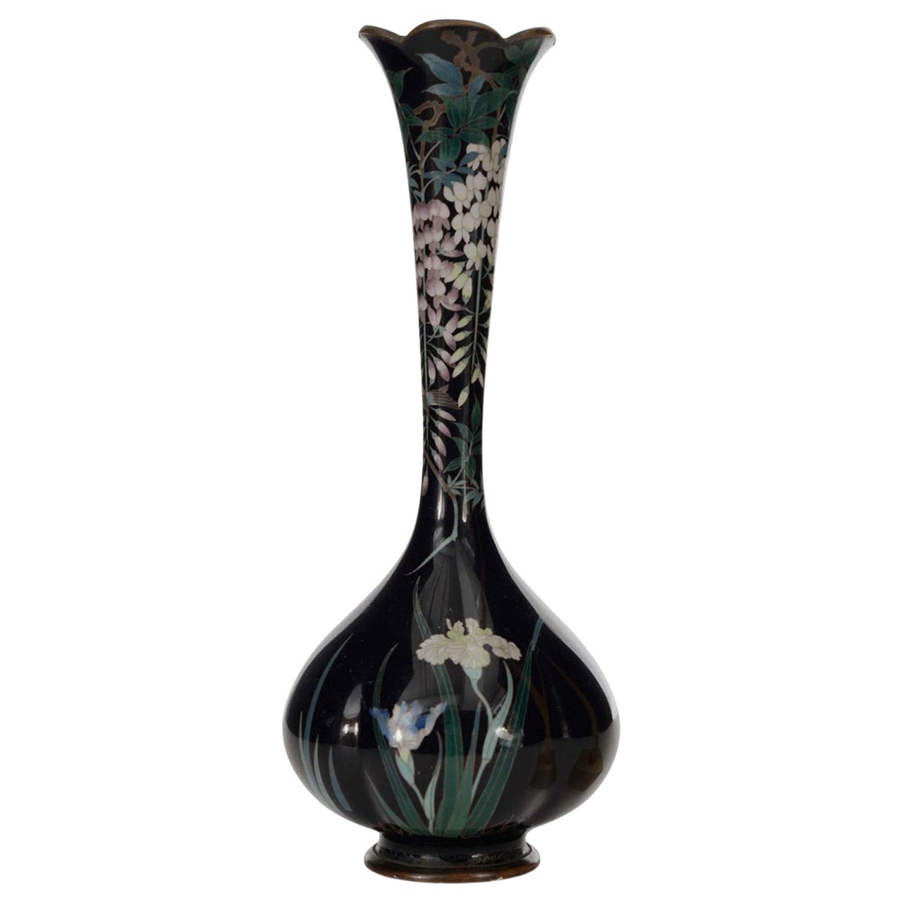 Vintage French Victorian Style Black Metal Bud Vase