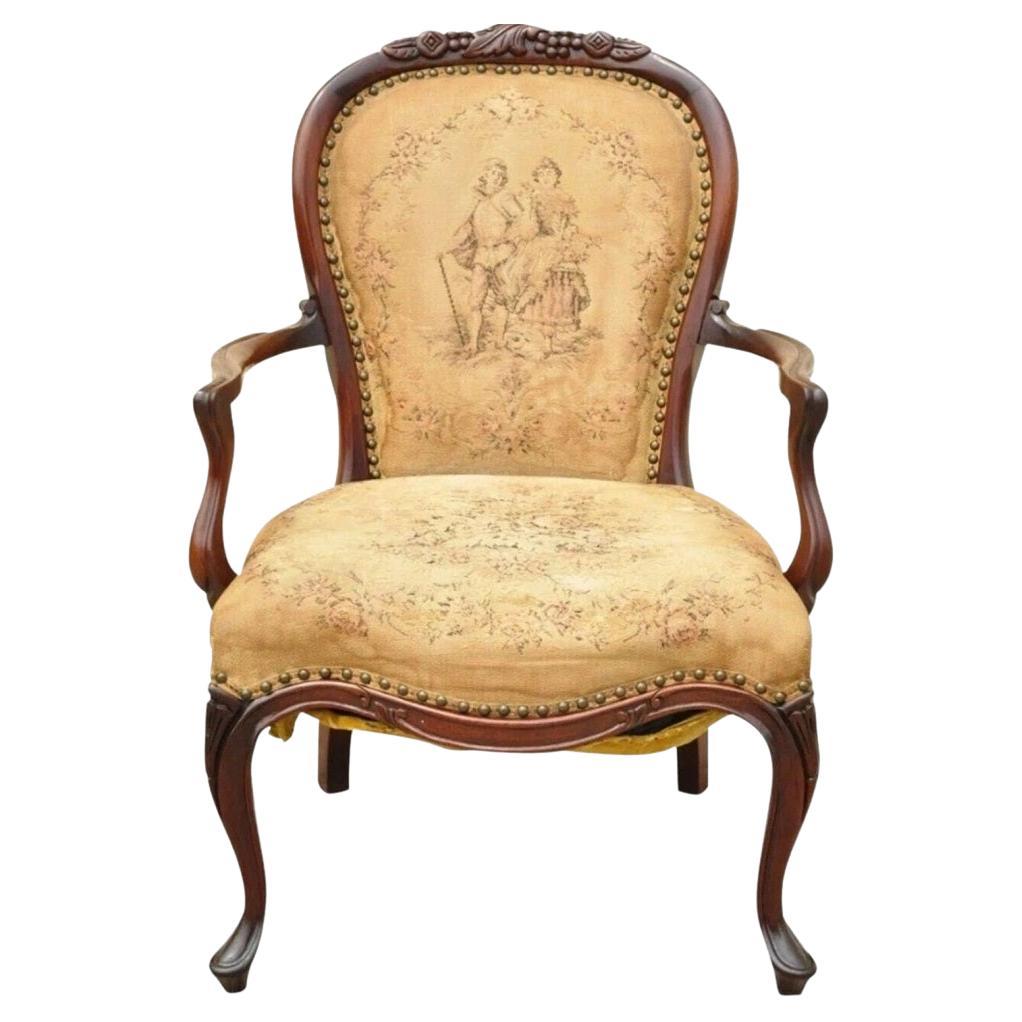 Vintage Französisch viktorianischen Stil geschnitzt Mahagoni Frame Lounge Salon Sessel