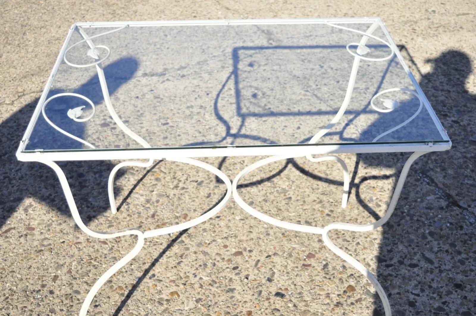 Vintage French Victorian Wrought Iron Flower Garden Patio Dining Set - 5pc Set For Sale 2