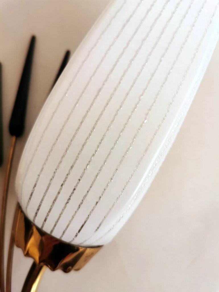 Vintage French Wall Sconce in Polished Brass with Black and White Glass 6