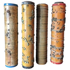 Antique French Wallpaper Printing Rollers, circa 1930s