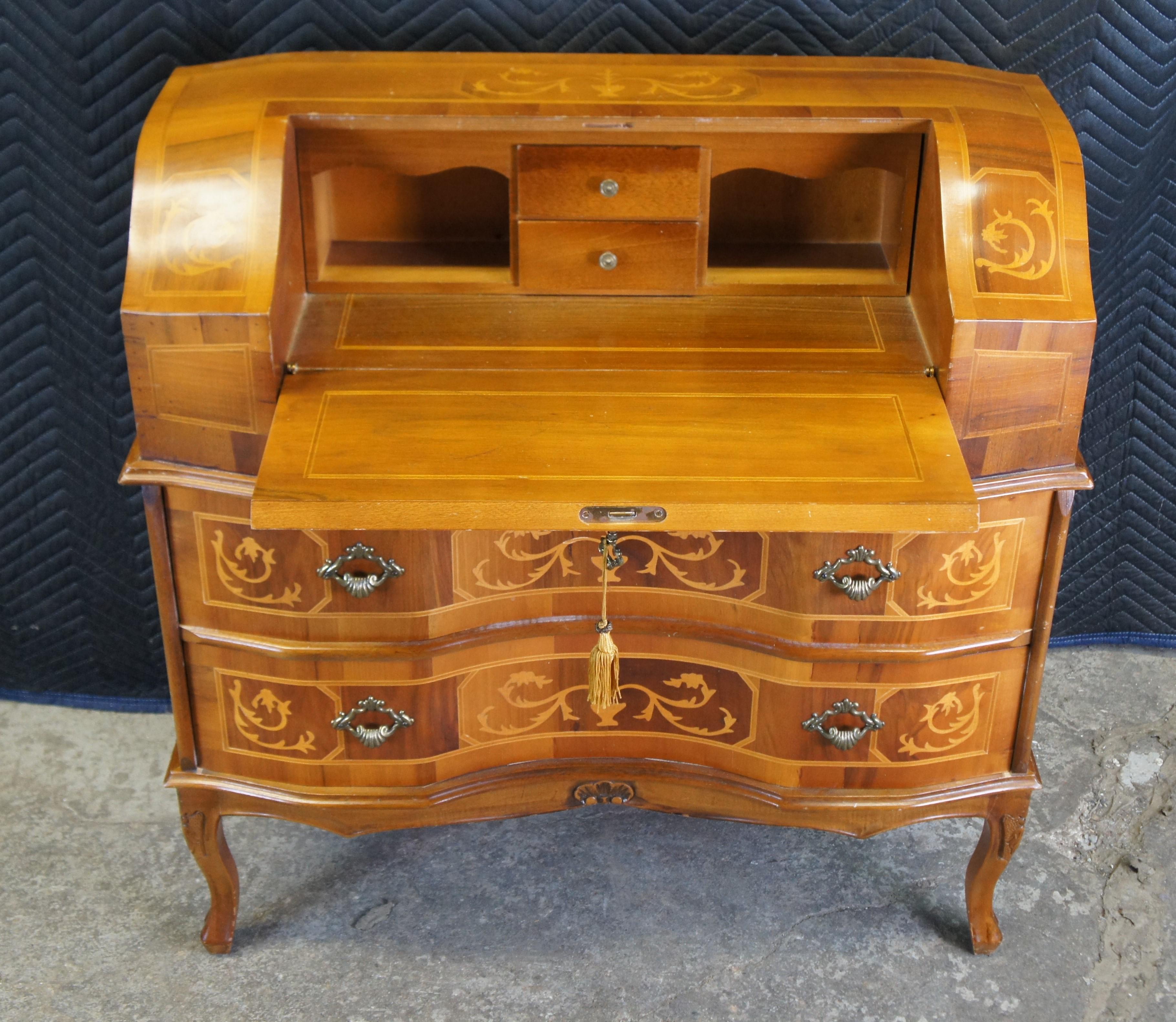 Vintage French Walnut Inlaid Secretary Writing Desk Bureau Commode 36