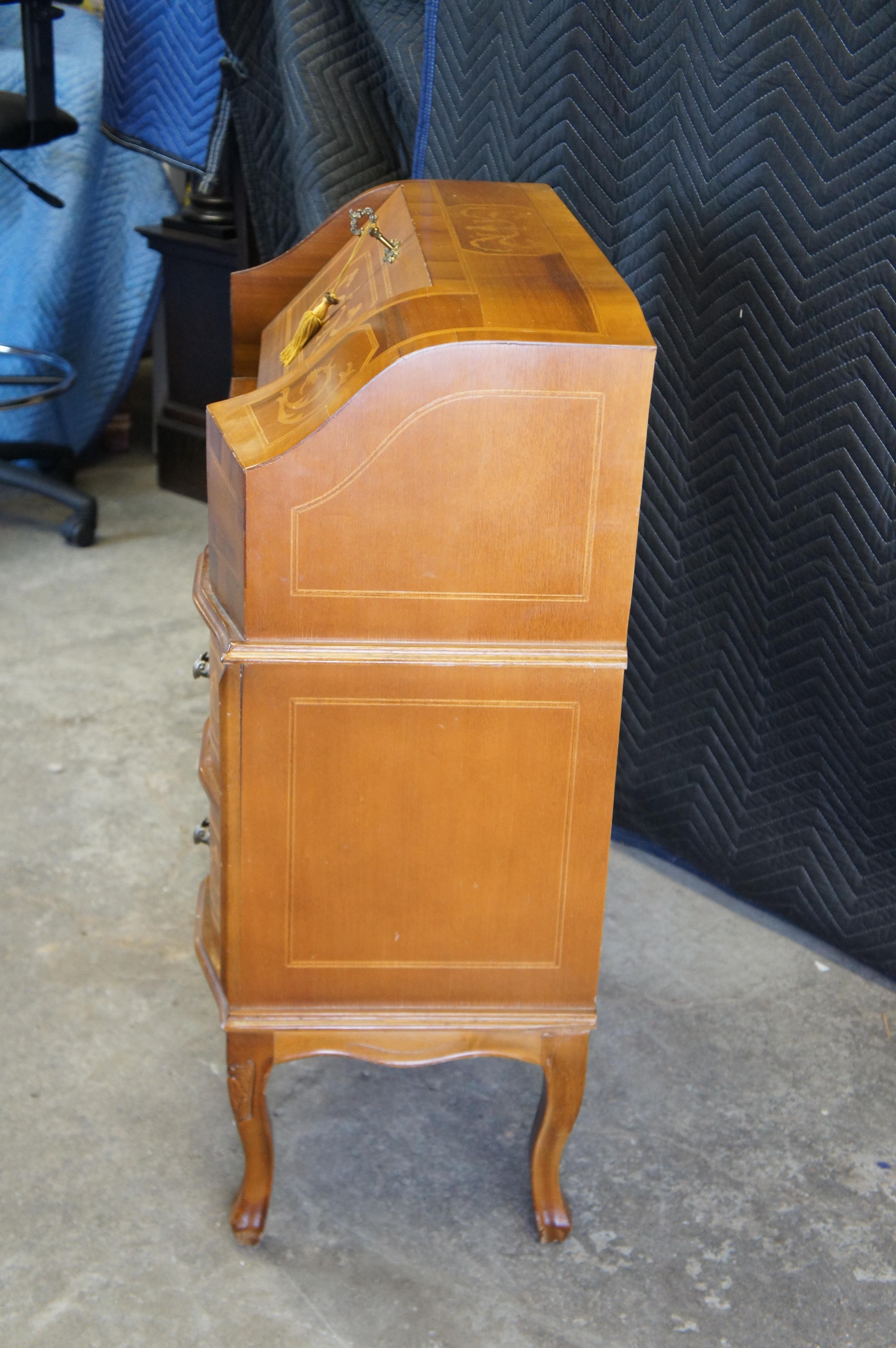 Vintage French Walnut Inlaid Secretary Writing Desk Bureau Commode 36