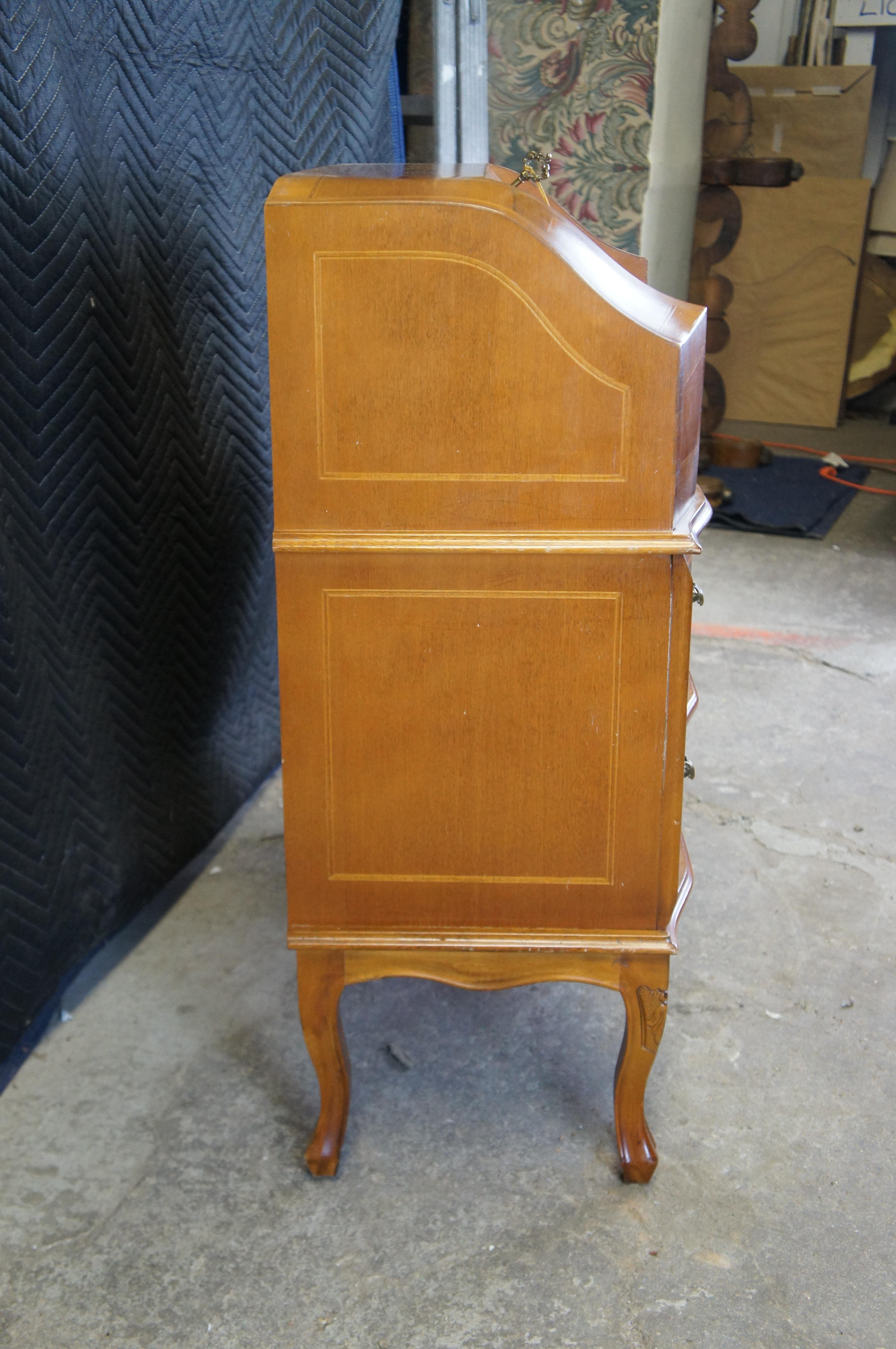Vintage French Walnut Inlaid Secretary Writing Desk Bureau Commode 36