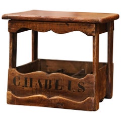 Vintage French Walnut Nine Wine Bottle Chest with "Chablis" Inscription