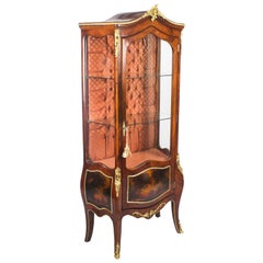 Vintage French Walnut Vernis Martin Display Cabinet, 20th Century